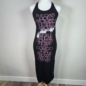 H&M Dress Womens 2 Bodycon Tank‎ Nonviolence.com Text Graphic Print Sexy Comfort
